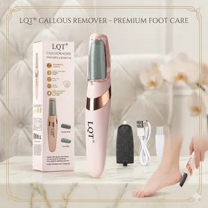 LQT Rechargeable Electric Callus Remover for Feet, Portable Foot Grinder with Dual Speed & LED Light, 2 Replaceable Roller Heads, smooth wand, USB Charging Pedicure Tool for Dead Skin, Cracked Heels & Rough Feet