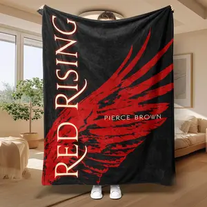Red Rising Pattern Flannel Blanket, Soft Comfy Throw for Home Office Camping, Warm Bed Couch Sofa Blanket with Red Rising Artwork, Cozy Room Decor Gift for Fans, Birthday Holiday