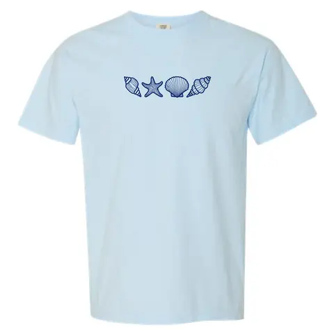 Embroidered Seashells Tshirt, Beach Tshirt, Summer Tshirt, Cute Embroidered Shirt, Cute Tshirts