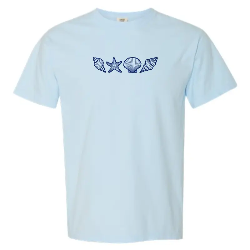 Embroidered Seashells Tshirt, Beach Tshirt, Summer Tshirt, Cute Embroidered Shirt, Cute Tshirts
