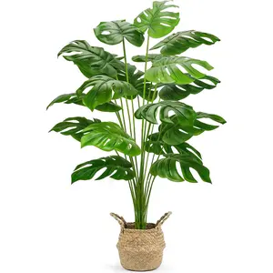 Der Rose 44" Tall Fake Plants with Basket Large Artificial Monstera Plants Indoor, Easy Assembly Faux Tree for Outdoor Office Living Room Bedroom Home Apartment Decor Round