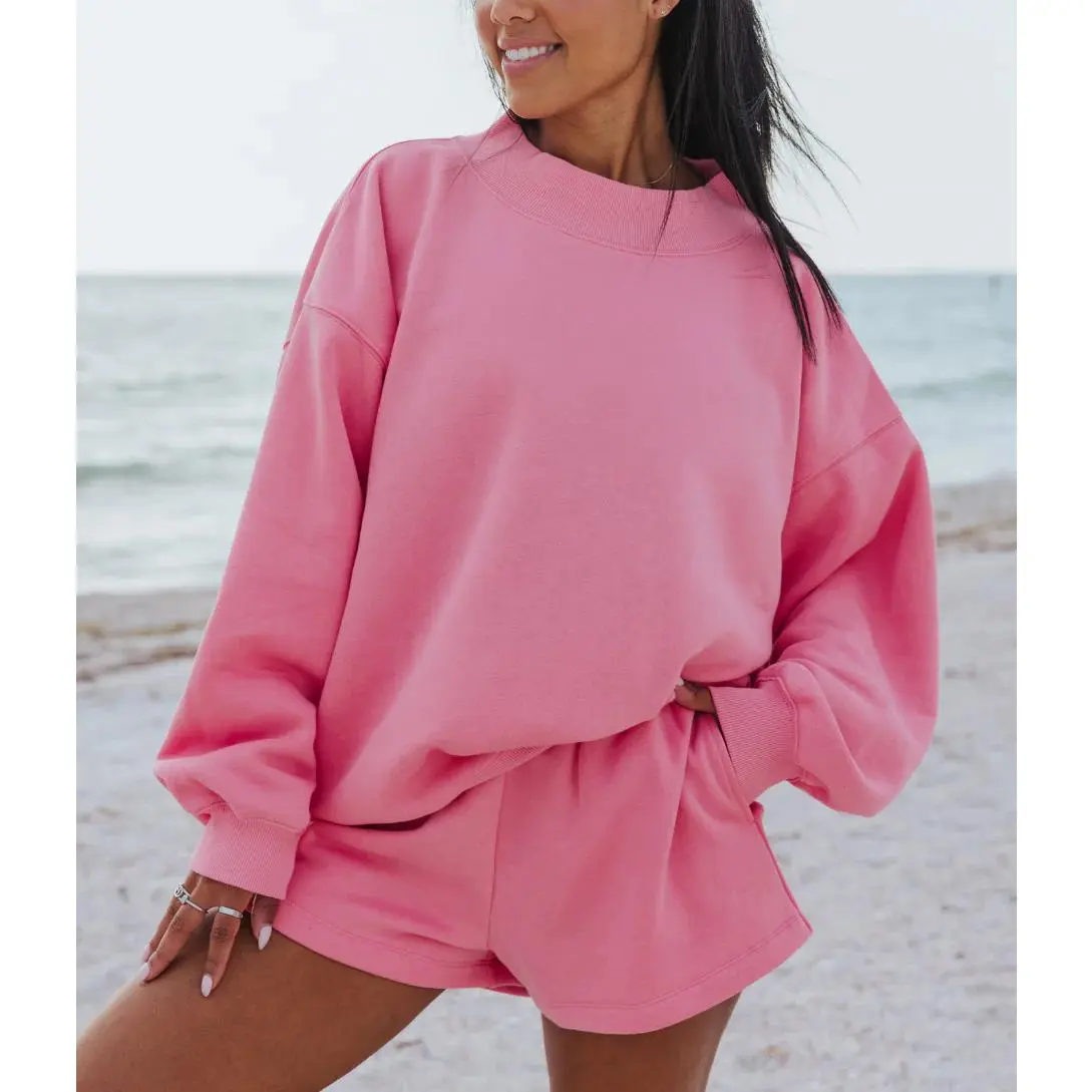 Women 2 Piece Outfits Sweat Shorts Sets Oversized Casual Lounge Matching Set Sweatsuit Tracksuit 2025 Fall Clothes