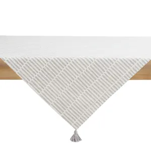 Grid Check Square Cotton Tablecloth Throw, Grey, 50W x 50L