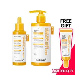 [medicube] Kojic Acid Turmeric Peel Shot Duo For Face & Body | Brightening Reset Gentle Exfoliating Serum with BHA, LHA & PHA for Dead Skin Cells, Blackheads & Excess Sebum | For Dull, Rough & Troubled Skin