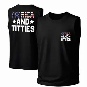 Patriotic USA Graphic T-Shirt for Men, Merica And Titties Funny Tee, Independence Day Holiday Shirt, American Flag Gift Hoodie - Sweatshirt