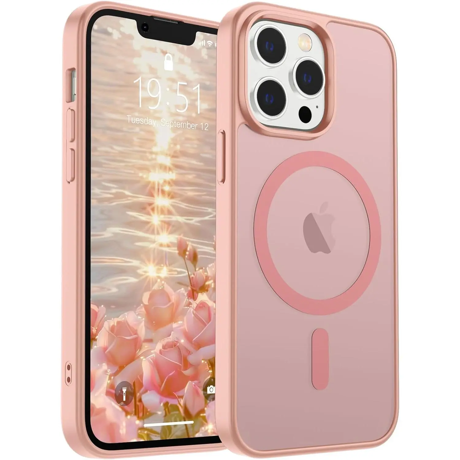 SUPFINE Magnetic for iPhone 13 Pro Max Case (Compatible with MagSafe) (Military Grade Drop Protection) Translucent Matte Shockproof Phone Case,Pink