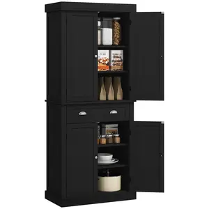 72.5" Kitchen Cabinet Tall Storage Cabinet With Removable Shelves Creates Single Large Display Alcove For Living Room Or Hallway Holds 220 Pounds Total