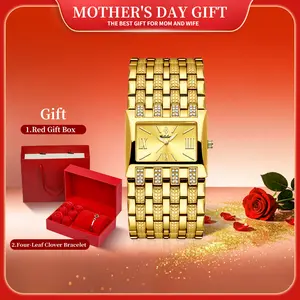 【Mother's Day gift】 Ladies' LX1044 Watch Luxury Square Dial with Diamond Inlaid Quartz Multifunctional Classic Design Shiny Valentine's Day Gift