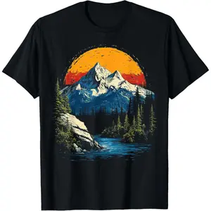 Graphic Tees Men Women  Nature Mountain Vintage T-Shirt