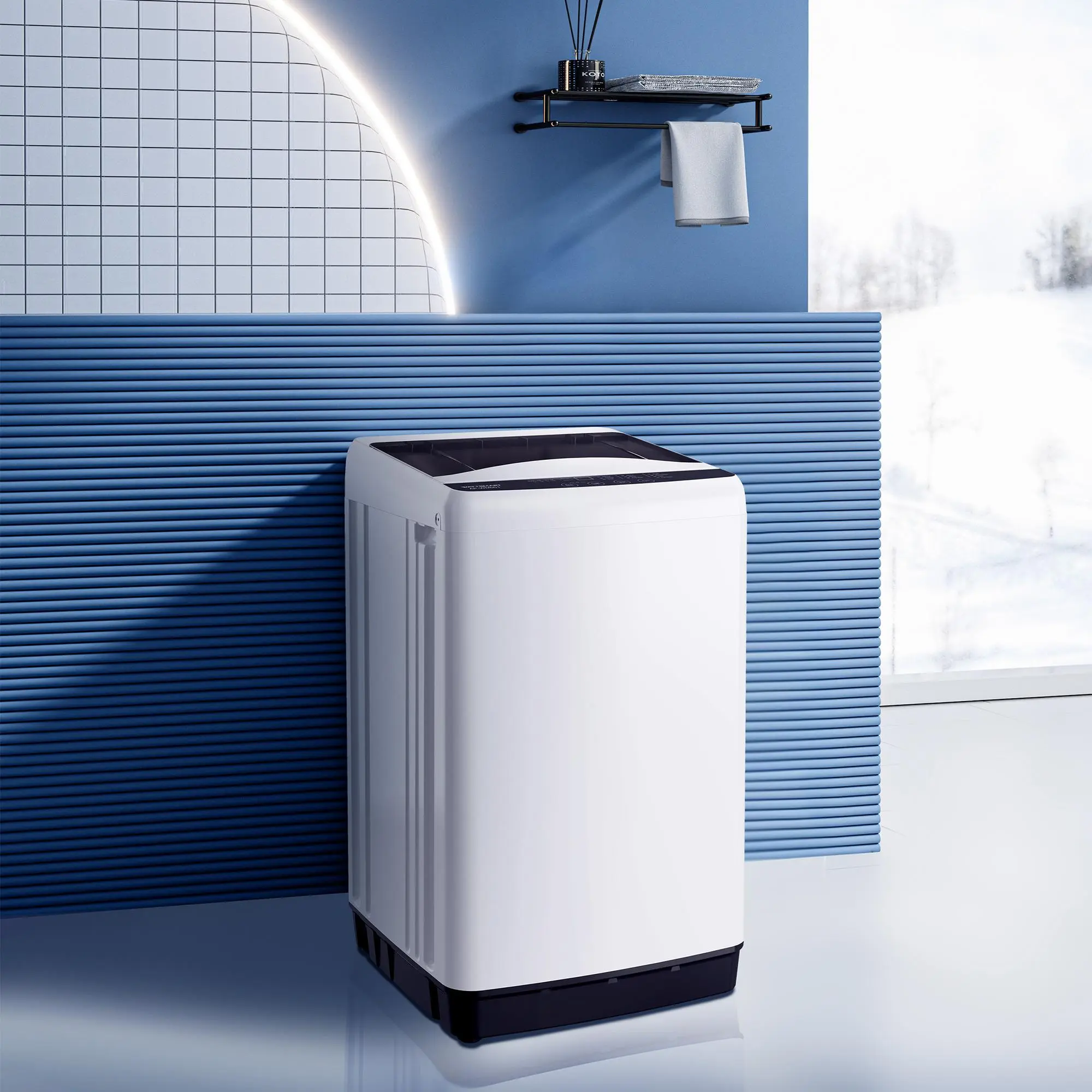 PHIVILLA Portable Washing Machine -360° Waterfall Small Wash Machine for Bathroom, 55dB Quite Level, 1.5 Cu.ft, Child Lock, Compact Design, White