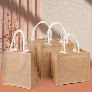 Eco-Friendly & Stylish Burlap Tote: Versatile, Waterproof, with Comfort Handle & Wristlet - Perfect for Everyday Use and Gifts