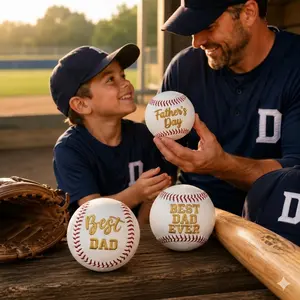 Personalized Father's Day Baseball Gift for Dad & Grandpa - Custom Gold Embroidered Premium Leather Baseball Memorabilia - Unique Sports Keepsake for Best Dad Ever, Coach, Baseball Fans