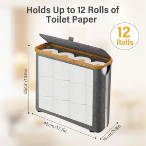 Toilet Paper Storage for 12 Rolls, Stackable & Foldable - The Ultimate Bathroom Organizer - Single-Piece Water-Resistant Basket - Elegant Toilet Paper Storage Holder with Space-Saving Design Lightweight Household Towel