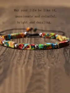 Handmade Natural Stone Beaded Bracelet, Adjustable Boho Multicolor Jewelry, Perfect Gift for Women & Men, Ideal for Valentine's Day, Stackable Bracelets