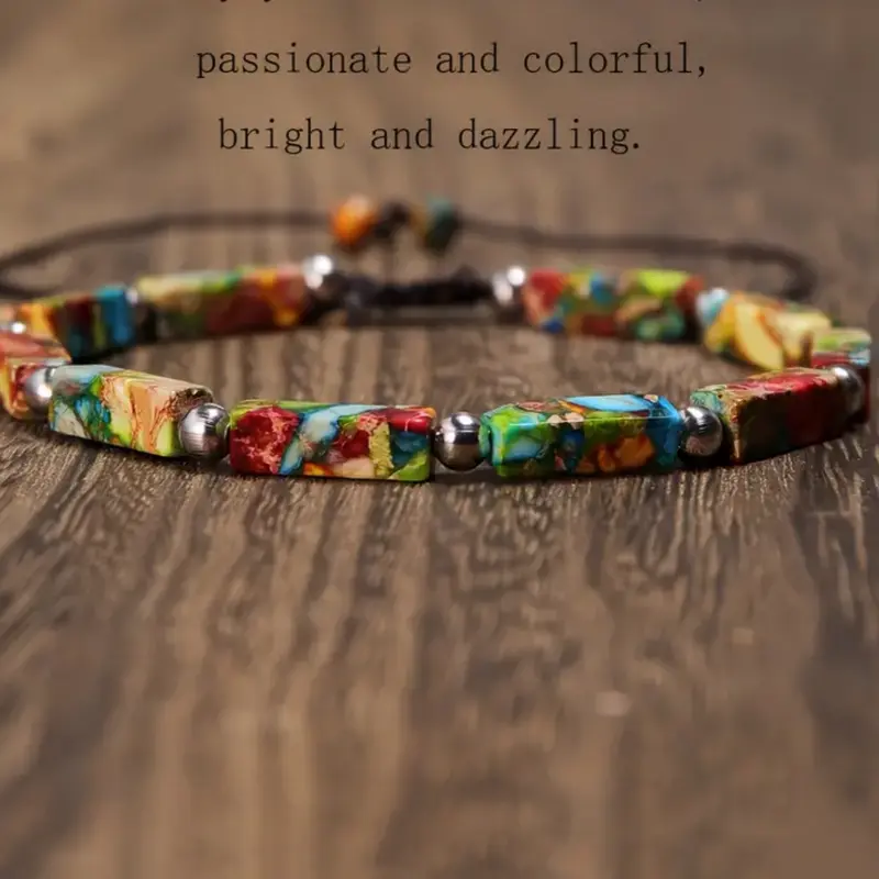 Handmade Natural Stone Beaded Bracelet, Adjustable Boho Multicolor Jewelry, Perfect Gift for Women & Men, Ideal for Valentine's Day, Stackable Bracelets, Adjustable Beaded Design, Stacked Design Bracelets