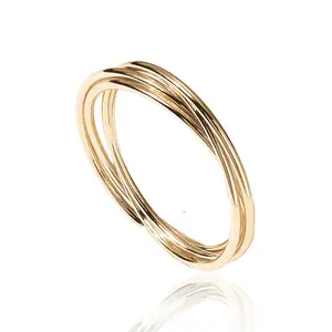 PAVOI 14K Plated Interlocked Rolling Anxiety Fidget Ring for Women - Stacking Gold Ring