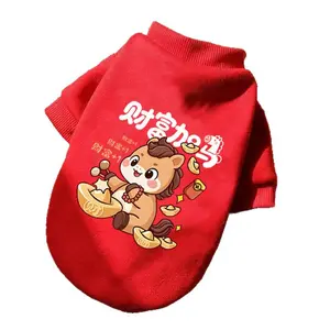 Pet New Year Clothes Festive Winter Fleece Lined Thickened Warm for Teddy Small Dogs Cats