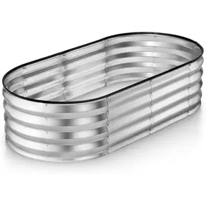 Galvanized Raised Garden Beds Outdoor 4×2×1 ft Planter Raised Bed for Gardening, Vegetables, Flowers Large Metal Garden Box (Silver) Patented Tool-Free Design