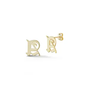 Old English Initial Stud Earring