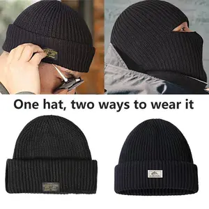 Men’s Winter Knitted Beanie Mask — Full-Face Ski Bonnet, Tactical Cycling Earflap Hat