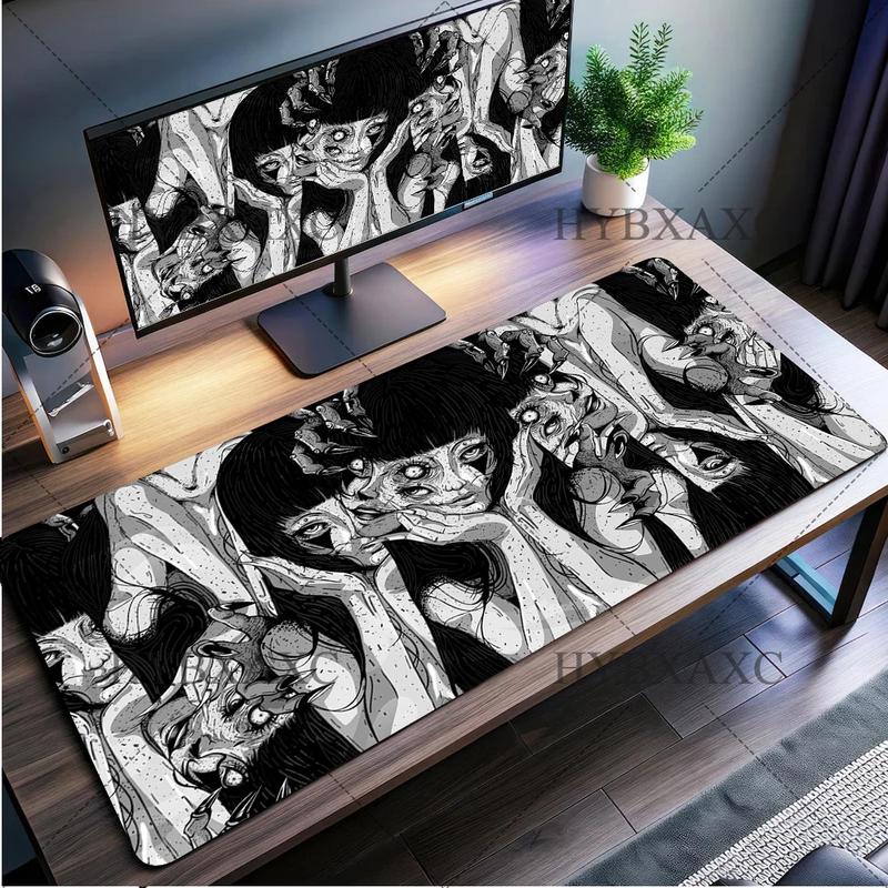 'Black and white Mouse Pad Cute HD branco Desk Pad Extended Gaming Keyboard Mats Large XXL Gamer Collage Horror Anime Mousepad' 'Black and white Mouse Pad Cute HD branco Desk Pad Extended Gaming Keyboard Mats Large XXL Gamer Collage Horror Anime Mousepad'