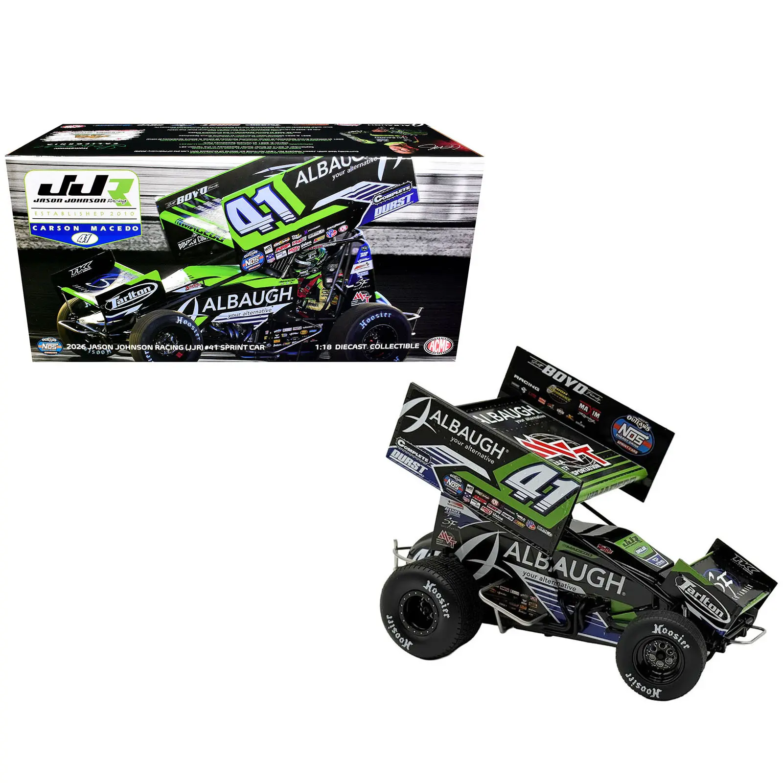 Winged Sprint Car #41 Carson Macedo "Albaugh" Jason Johnson Racing (2026) 1/18 Diecast Model Car by ACME