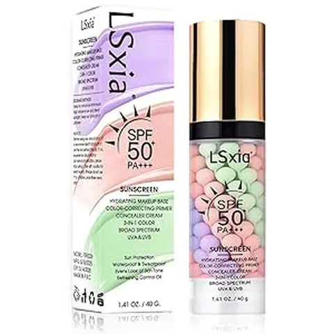 3-in-1 Pore Blurring Lightweight Liquid Mattifying Cosmetic Makeup Base Primer - SPF 50 Face Sunscreen, Oil Control, Hydrate, Color-Correcting, Dewy Fresh, Makeup Smooth, Flawless Finish, 40g, All Skin Types, Single Bottle
