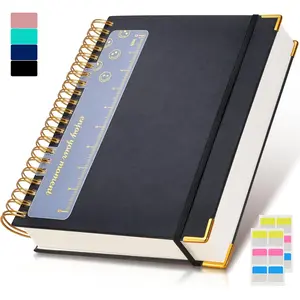 Spiral Notebook Journal 8.5" x 11", 300 Pages Hardcover Leather Lined Journals for Women Men, A4 Large College Ruled Notebooks with 100 GSM Thick Paper, Spiral Journal for Writing Work School, Black
