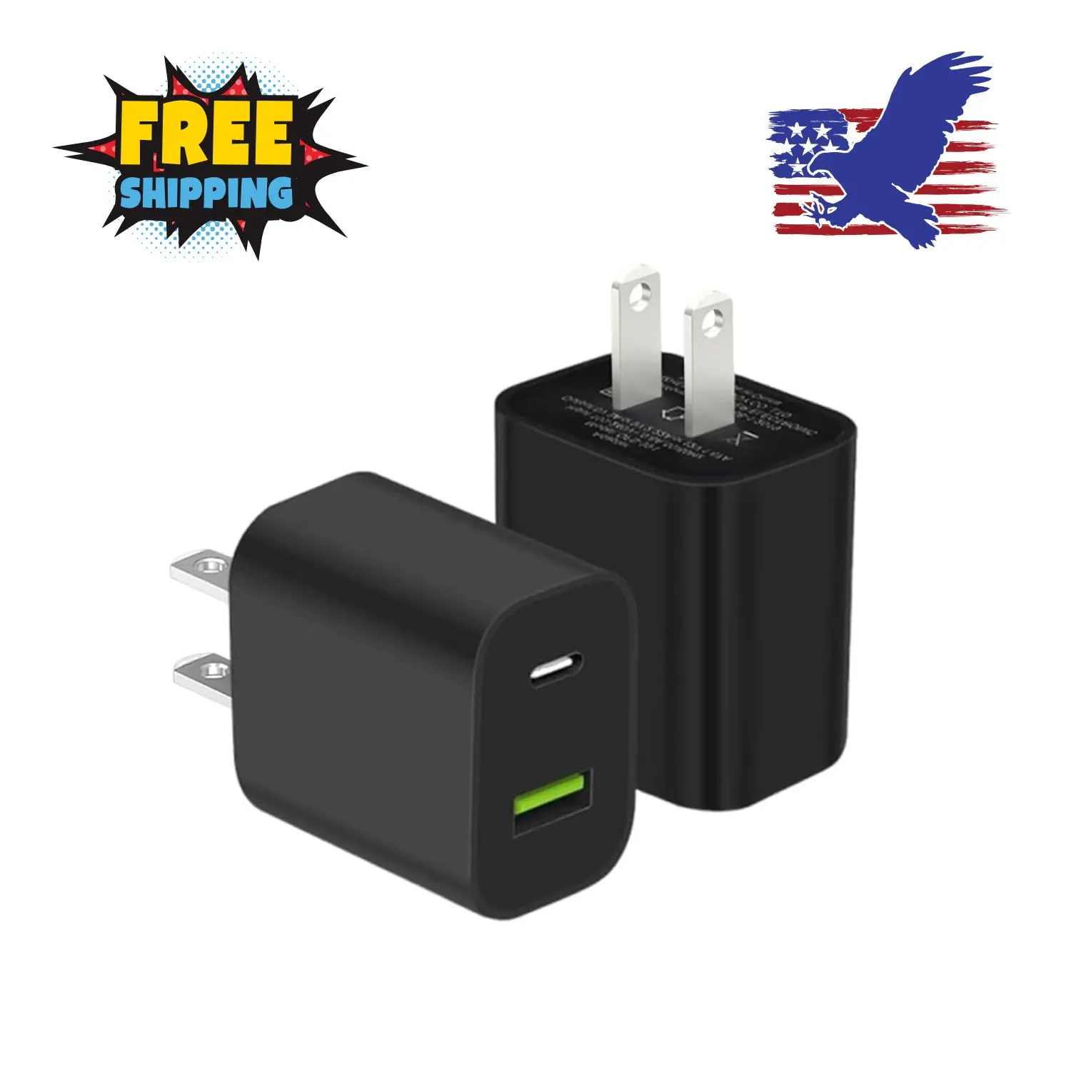 2 Pack USB C Charger Block, Dual Port Type C
