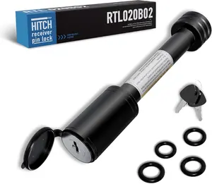 Trailer Hitch Receiver Pin Lock, Suitable for 2 Inch Receiver, 5/8" Dia Hitch Lock for Securely Locking Trailer Hitch with Two Keys, Black