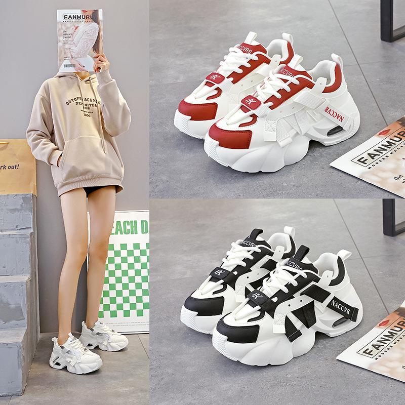 2025 Spring Thick-Soled Height-Increasing Dad's Shoes for Women, Unique Design, Versatile Sports Casual Sneakers Beige Black