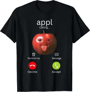 Casual Cotton shortsleeve tees APPL is Calling AI Gen Z Meme Misspelled Apple Tongue Funny T-Shirt