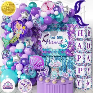 Mermaid Birthday Decorations Set for Girls – Purple & Teal