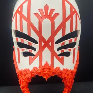 Sleep Token Band Mask Life Size Wearable with Red and White Design for Festive Costumes Party Event Props