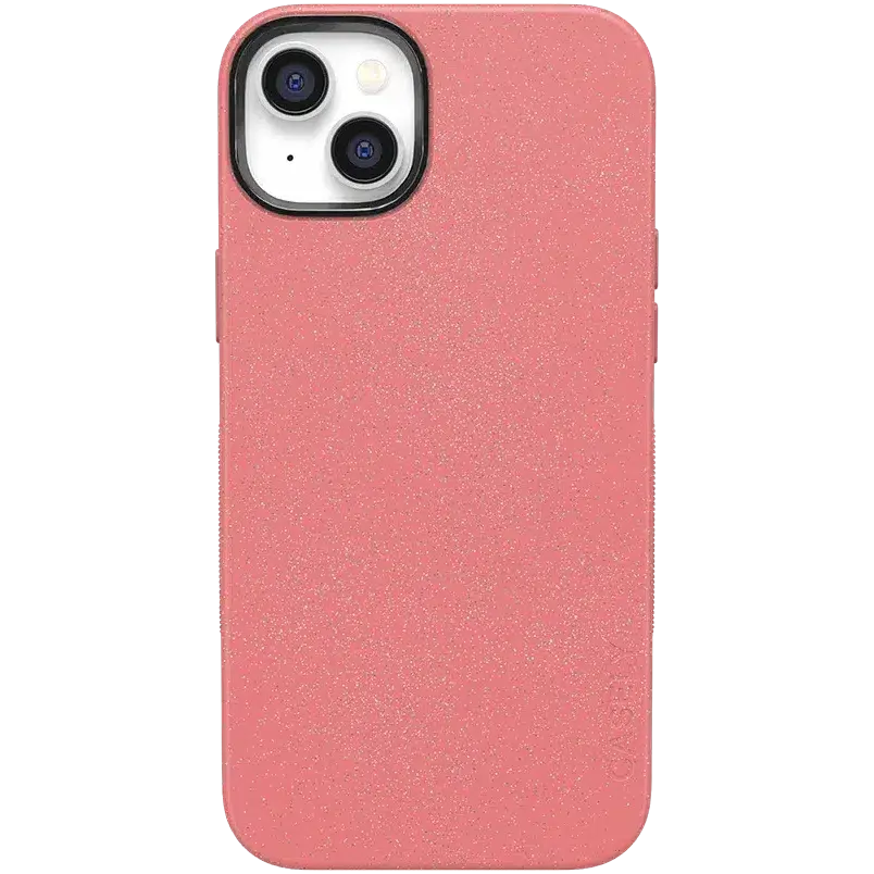 Casely iPhone 14 Case | Starfish Wishes | Coral Pink Shimmer | Bold Protective Design | Compatible with MagSafe