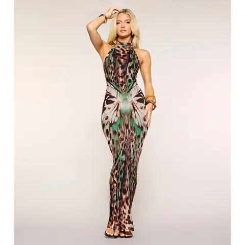 Swirled Abstract Maxi Dress