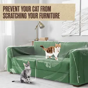 Houseables Plastic Couch Cover, Plastic Couch Covers for Pets, Clear Sofa Protector for Moving, Loveseat Protector, Cats, Storage, Pets, Spills, Heavy Duty, Waterproof, Vinyl, Thick, 84.5 x 40 x 36 in