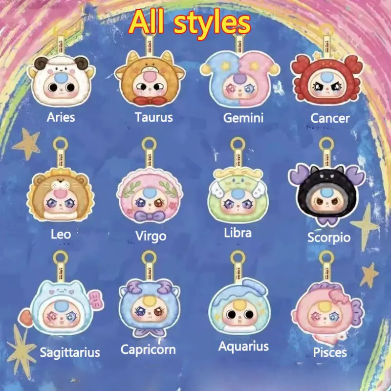 Twelve Zodiac Cute Fun Collectible Plush Blind Box Eyes and Expressions Randomly Picked, Surprises Inside, Perfect Gift for Astrology Fans, Blind Bag, Collectible Blind Pack