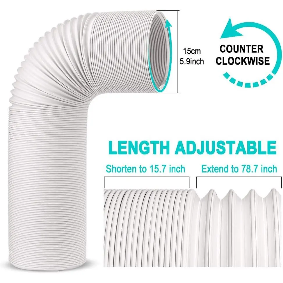 Air Conditioner Vent Hose  Portable Exhaust Duct with 5.9'' (6'') Diameter Counterclockwise Rotation Length up to 78 Inches Universal Replacement AC Hosesgiftgiftgift