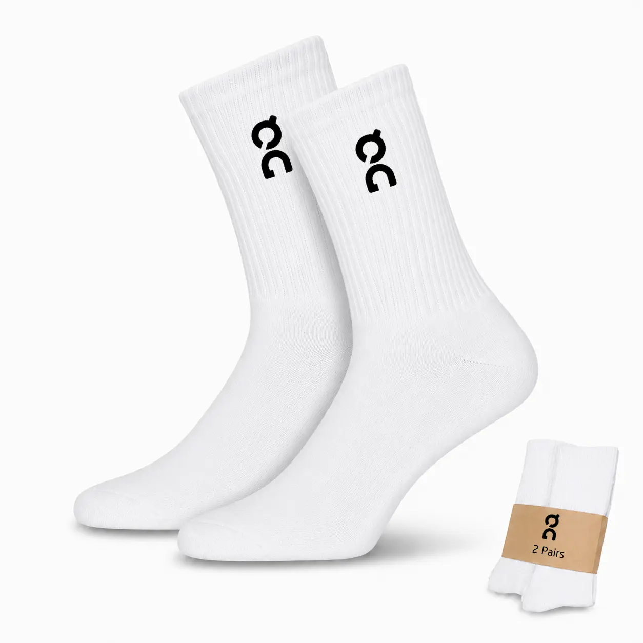 DQ FITNESS ON Mid Calf Athletic Socks | High Crew Running Socks with Cushion & Arch Support | 2 Pairs