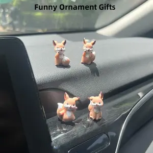 Cute Fox Car Rearview Mirror Ornament| Premium Resin Dashboard Decor| Kawaii Animal Car Accessory & Gift for Fox Lovers
