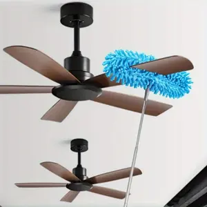 1pc telescopic ceiling fan furniture electronic equipment cleaning brush - Long-handled snowflake microfiber dust removal rod with adjustable length, dust collector for cleaning, compact design, home storage product