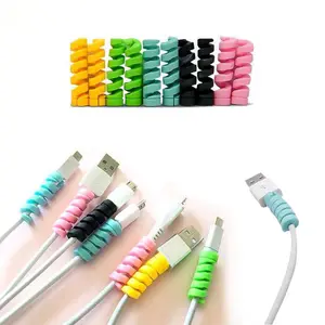 100Pcs Spiral Charger Cable Protector cable tie desk  accessory cord organizer