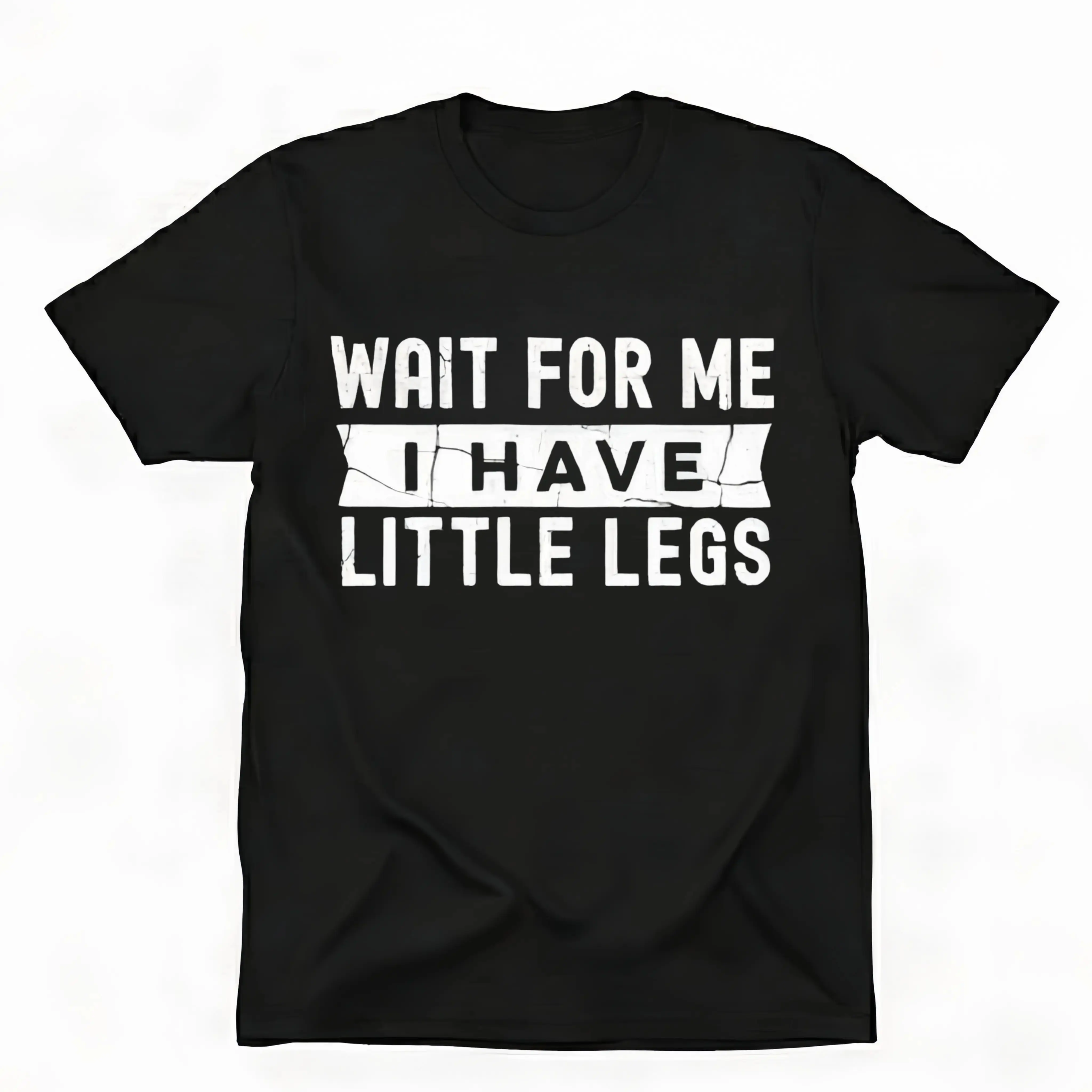 Women's Teddy Apparel Premium Cotton Shortsleeve T-Shirt Top - "Wait For Me I Have Little Legs" Letter Print, Vintage Distressed, Round Neck, Breathable Casual Streetwear Summer Gift