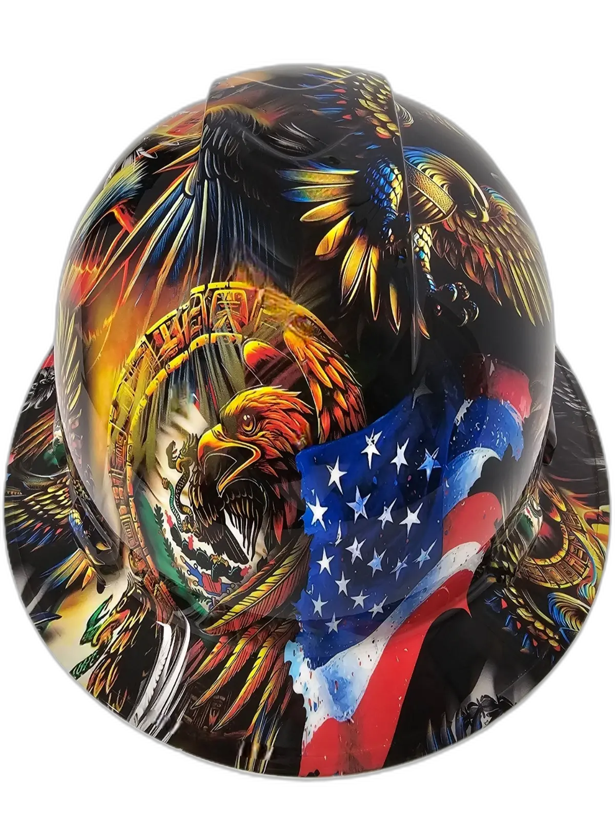 Mexican American Dual Eagle - Custom Hydro Dipped Full Brim Hard Hat