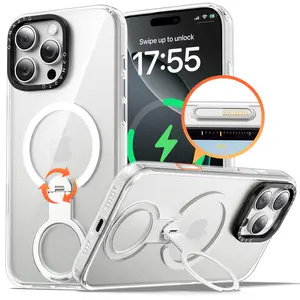 ORNARTO Loop360 for iPhone 16 Pro/Pro Max Case, MagSafe Compatible & Camera Control, Clear Phone Cover with 360° Rotating Stand, Military-Grade Protection