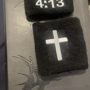 Unisex 2-Pack Faith Set Christian Elastic Wrist Wraps (3 inches x 3 inches), Cross Verse Fabric Bands with PHIL 4:13 Focus, One-Size Sports Protective Gear for Workouts, Cooling Grip Sports Accessories