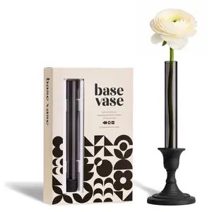 Base Vase 3-Pack (Black) - The Original Bud Vase That Fits in Taper Candle Holders | Create Floral Arrangements for Tablescapes, Centerpieces, Weddings and Home Decor