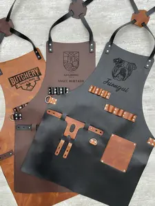 "Premium Handmade Pure Cow Leather Chef Apron with Custom Logo – Limited Stock!"