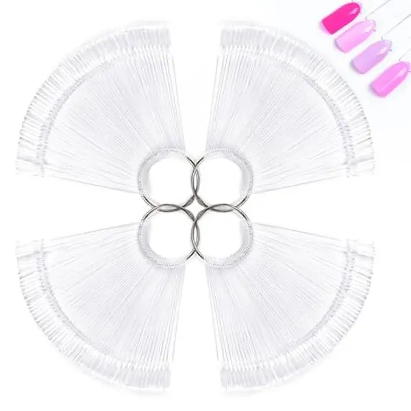 MelodySusie 200 Pcs Nail Swatch Sticks with Ring, Clear Swatches for Gel , Transparent Acrylic Practice Tips, Suitable for Displaying Colors, Training Nail Art for Beginners and Professionals